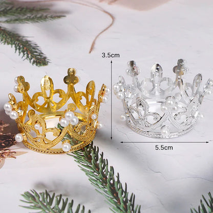 Rynx | Mini Pearl Crown Cake Topper – Romantic Garland & Hair Ornaments for Birthdays, Weddings & Parties