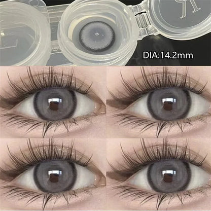 Rynx | 2pcs Natural Eye Black Contact Lenses for Eyes with Myopia Prescription Circle Soft Colored Large Diameter 14.5mm Lens