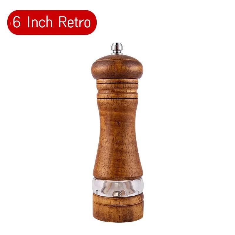 Rynx | Vintage Handcrafted Wooden Spice Mill Set - 6-Inch Gourmet Salt and Pepper Mills