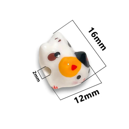 Rynx | Charming anime-inspired lucky cat ceramic beads for creative jewelry projects - 15x21mm porcelain essentials with vertical hole