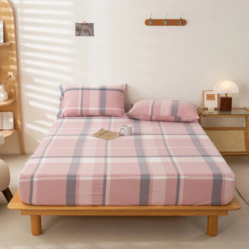 Rynx | Mattress Cover Japanese Style 100% Cotton Woven Fitted Sheet With Elastic Pair Bedding Single Bed Queen King Size