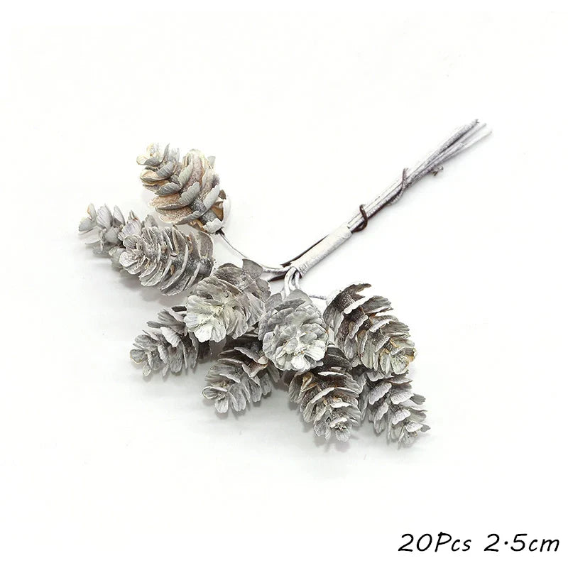 Rynx White Theme Artificial Flower Cherry Stamen Berry Bundle DIY Christmas Decoration Wedding Cake Gift Box Wreaths Xmas Decor