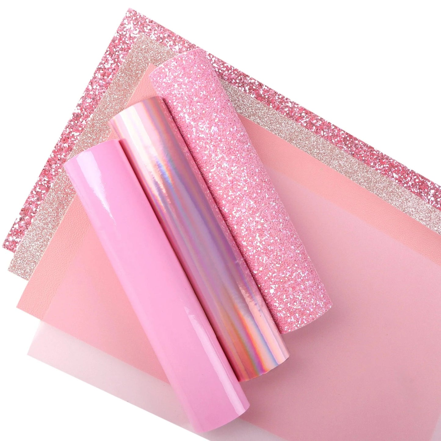 Rynx | Sparkling Pink Faux Leather Crafting Set - 7 Glitter Sheets, 20x33cm Each