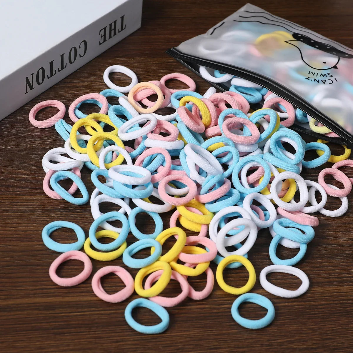 Rynx | 50/100pcs Colored Hair Ties for Kids: Elastic Hair Ties