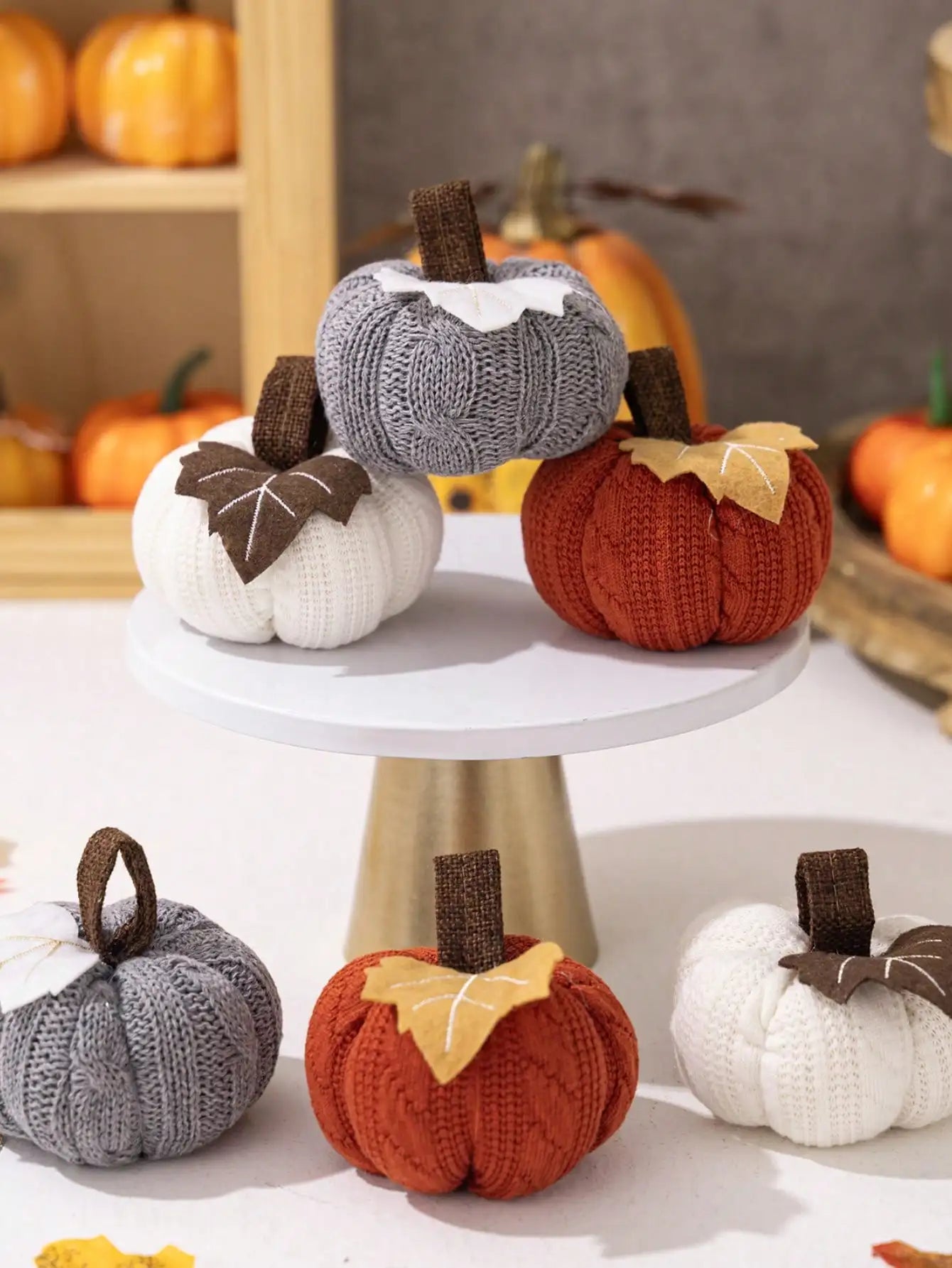 Rynx | 1PC Home ornaments Thanksgiving Harvest Festival knitted pumpkin can be used as ornaments, banners, pennants, and flags