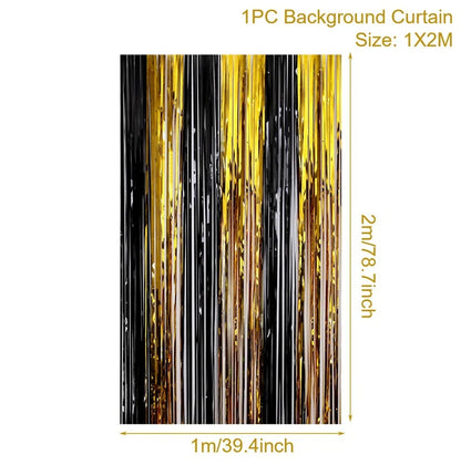 Rynx | Gold Glitter Happy Birthday Party Backdrop - Black Adult Theme Photo Decoration, DIY Backdrops for Party Supplies