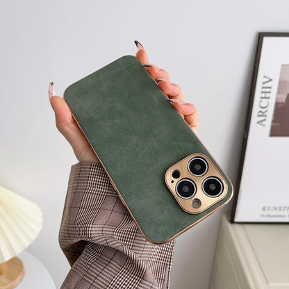 RYNX | Premium Leder Magsafe Apple Iphone Case With Galvanized Frame | Golden Frame Case, Camera Protection - Protective Case For Iphone 15, 14 Pro Max Plus