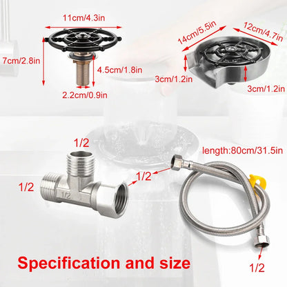 Rynx | Automatic Cup Washer Faucet Glass Rinser for Kitchen Sink - Bar Glass Rinser, Coffee Pitcher Wash Cup Tool, Essential Kitchen Sink Accessories