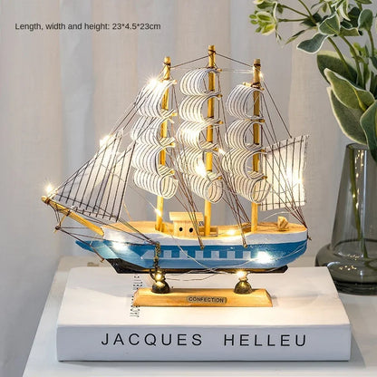 RYNX | New Wooden Sailing Boat Model Office Living Room Decoration Craft Nautical Decoration Creative Model Home Decor Birthday Gift