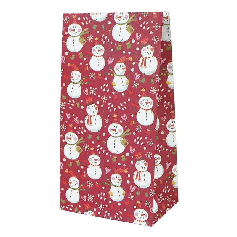 Rynx 10 pieces kraft paper candy cookie bags Santa snowman Christmas gift packaging bags Xmas Navidad New Year party decoration supplies