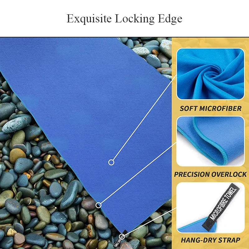 Rynx | Quick-Drying Sports Towel | Swimming Gym Fitness Camping Running Beach Towels | Blue Grey Green Orange