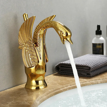 Rynx | Swan Single Handle Golden Basin Faucet