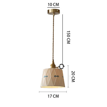 Rynx | Japanese retro ceiling lamp made of embellished brass, printed ceramic