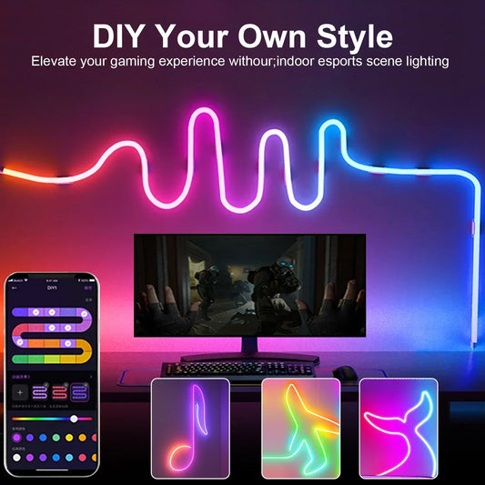 Rynx | - LED RGB strip - Neon ambiance - Music synchronization - USB - TV and bedroom decoration