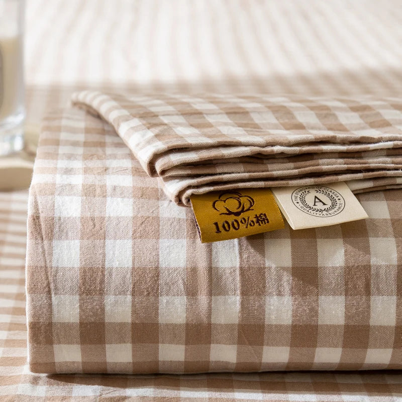 Rynx | Mattress Cover Japanese Style 100% Cotton Woven Fitted Sheet With Elastic Pair Bedding Single Bed Queen King Size