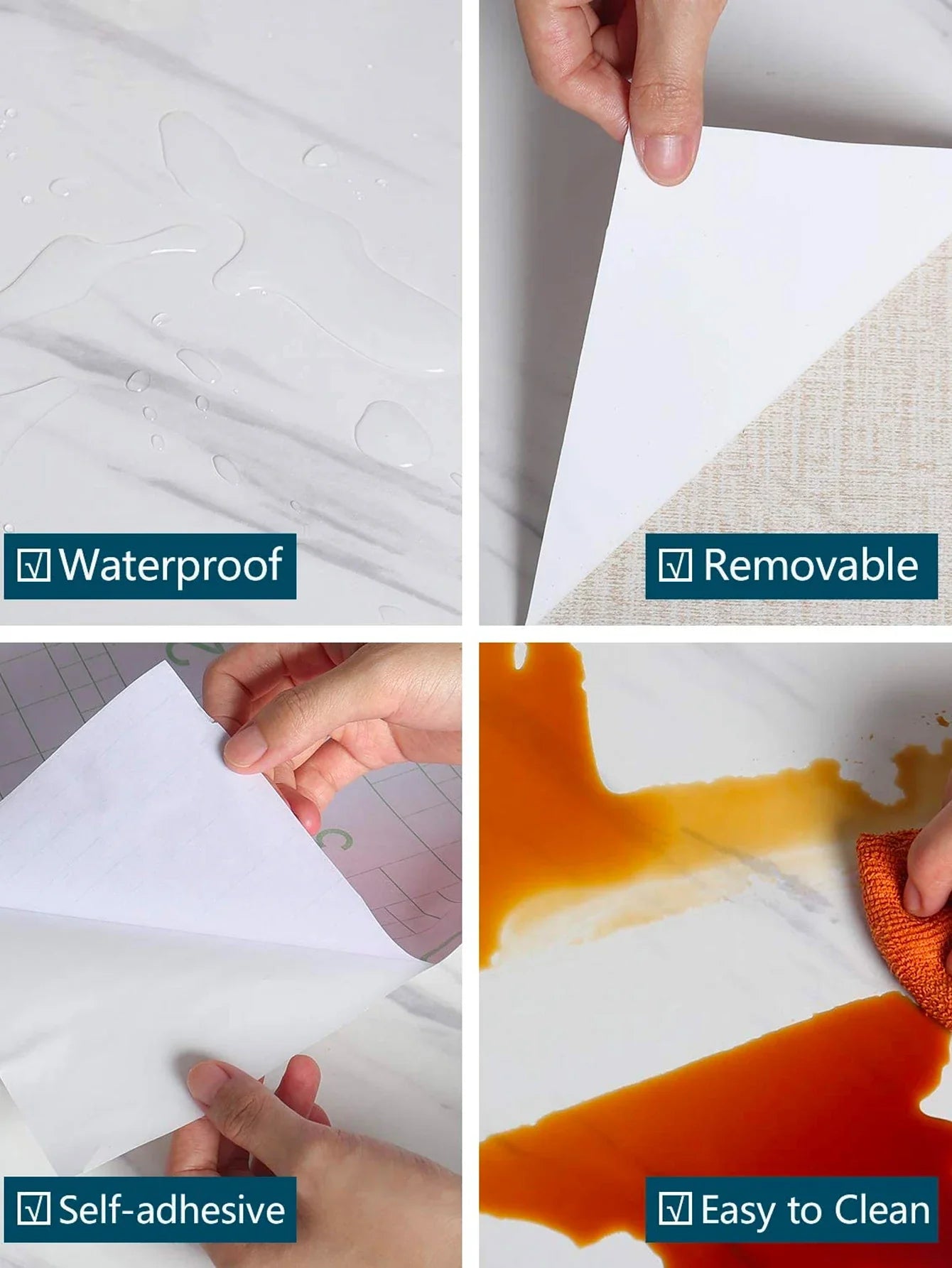 Rynx | Pearl White PVC Self-Adhesive Wallpaper - DIY Decorative Film for Furniture Renovation, Waterproof Wall Paper for Kitchen Cabinets