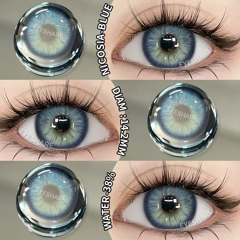 Rynx | 1 Pair New Colored Contact Lenses for Eyes Green Contact Lenses Fashion Blue Eye Lenses Annual Gray Beauty Contact Lenses