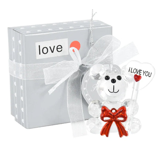 Rynx | Crystal Bear Glass Rose - Valentine's Day Gift, Fashion Ornament, Wedding Home Decor