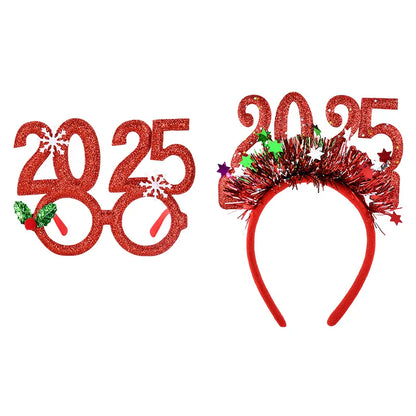 Rynx Christmas Photo Props Glasses Frames Headband Kids Adults New Year's Headwear Christmas Party Decoration Navidad Gift