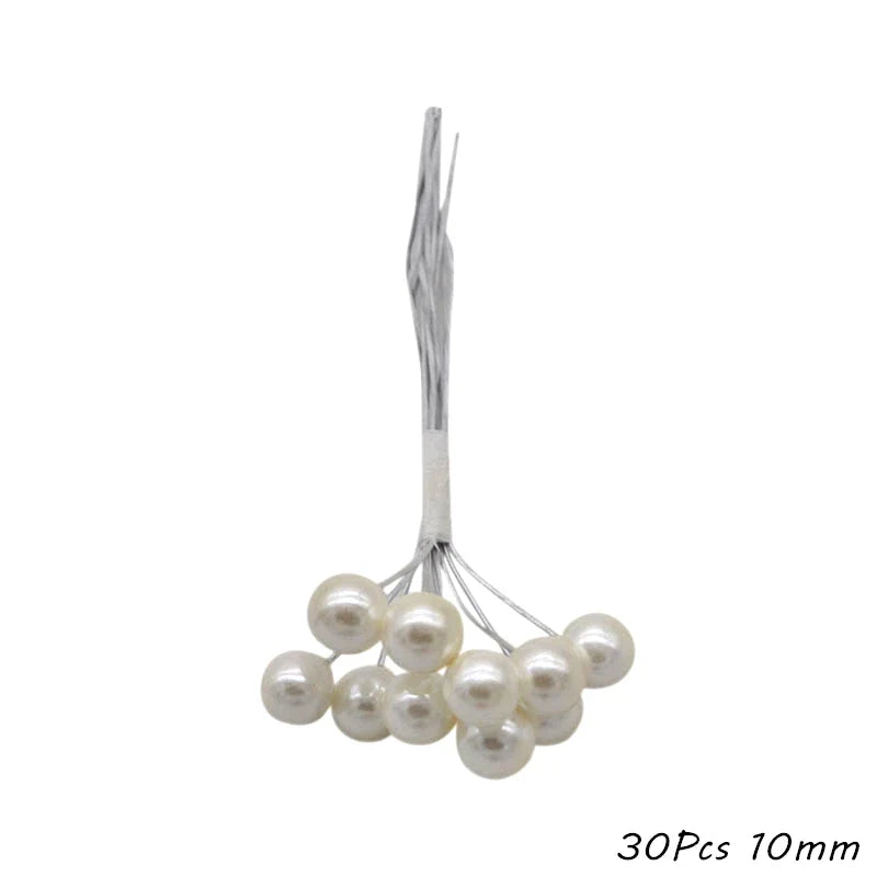 Rynx White Theme Artificial Flower Cherry Stamen Berry Bundle DIY Christmas Decoration Wedding Cake Gift Box Wreaths Xmas Decor