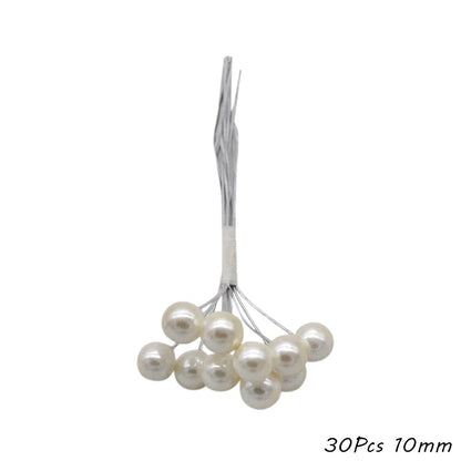 Rynx White Theme Artificial Flower Cherry Stamen Berry Bundle DIY Christmas Decoration Wedding Cake Gift Box Wreaths Xmas Decor