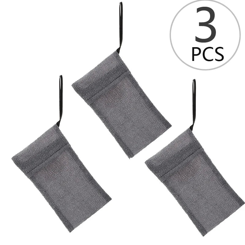 Rynx | 3 PCS Soap Exfoliating Bag Set: Mesh Woven Body Foam Scrubber Pouch for Bathroom Shower - Soap Saver Pocket Sponge Exfoliator
