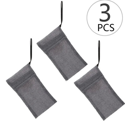 Rynx | 3 PCS Soap Exfoliating Bag Set: Mesh Woven Body Foam Scrubber Pouch for Bathroom Shower - Soap Saver Pocket Sponge Exfoliator