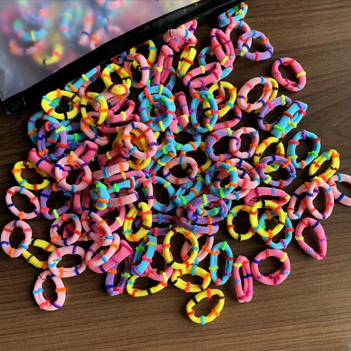 Rynx | 50/100pcs Colored Hair Ties for Kids: Elastic Hair Ties