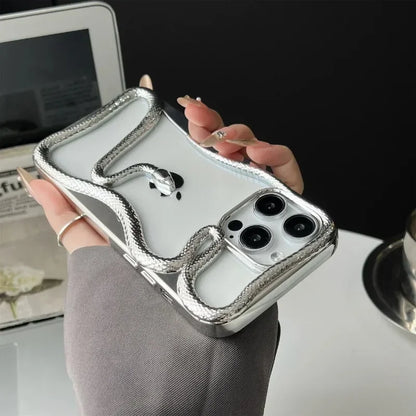 Rynx | Plating Weicher Gummi Rahmen Hohler Schlange Handyhülle Für iPhone 11 12 13 14 15 16 Pro Max Objektivschutz Unregelmäßige Stoßfeste Hülle