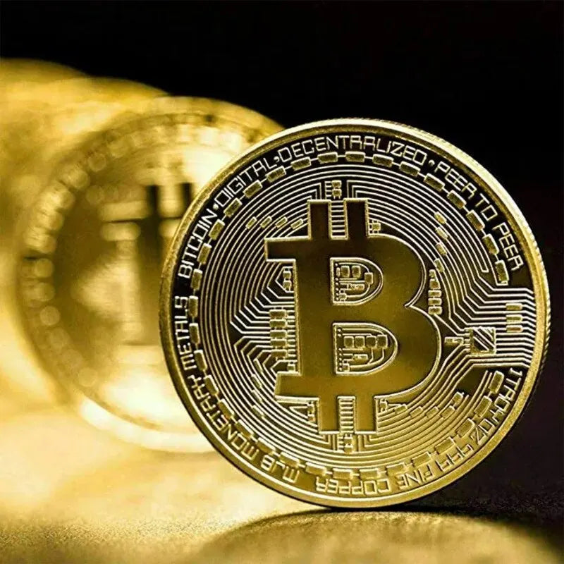 Rynx | Gold Plated Bitcoin Coin – Collectible Art and Commemorative Gift | Casascius Metal Antique Imitation for Birthdays
