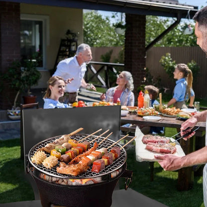 Rynx | Outdoor Holzkohlegrill Tragbarer Gusseisen BBQ 10-Zoll Oberfläche Camping Picknicks Outdoor Partys Kompaktes Design Zuhause Terrasse Campingplatz
