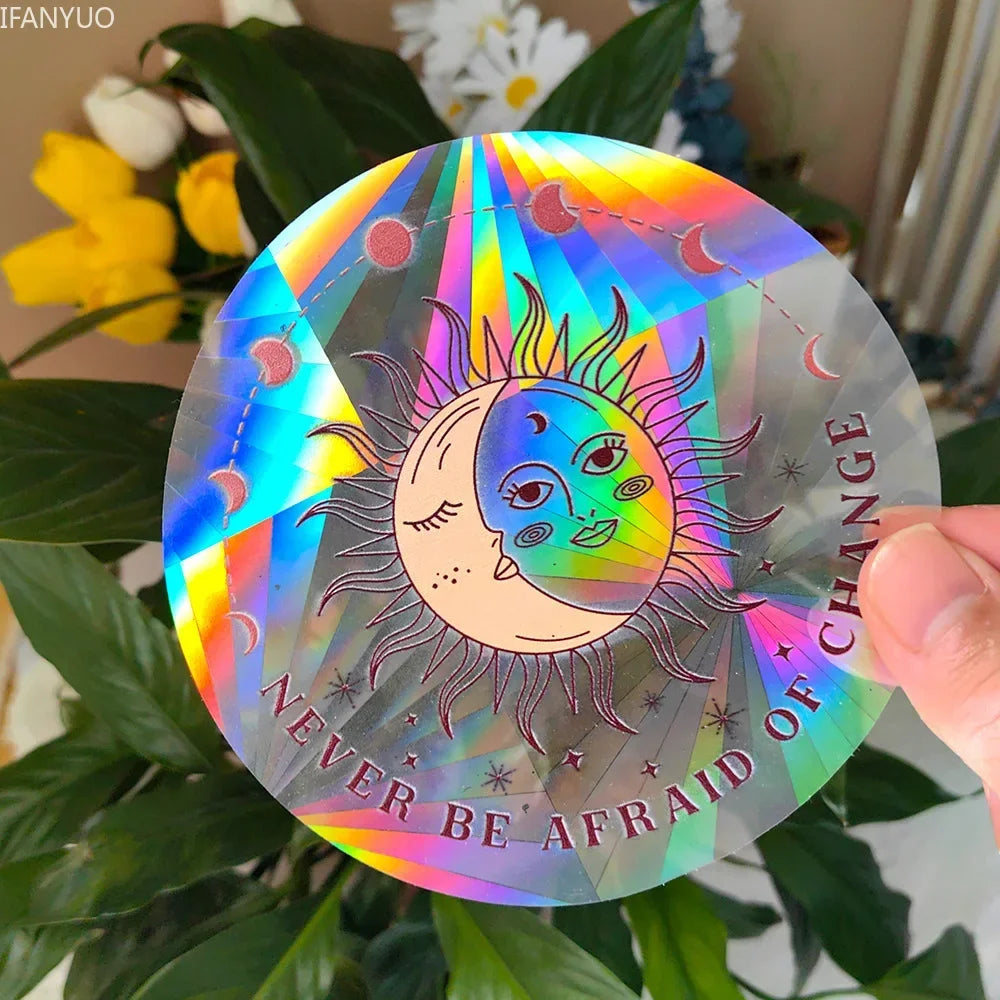 Rynx | PVC Self-Adhesive Glass Window Stickers | Sun Catcher Cat Moth Energy Suncatcher | Rainbow Prisms Sunlight Decals