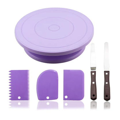 Rynx | Plastic Cake Turntable: Rotating Stable Stand for Baking Decoration - DIY Mold, Anti-Skid Round Cake Table