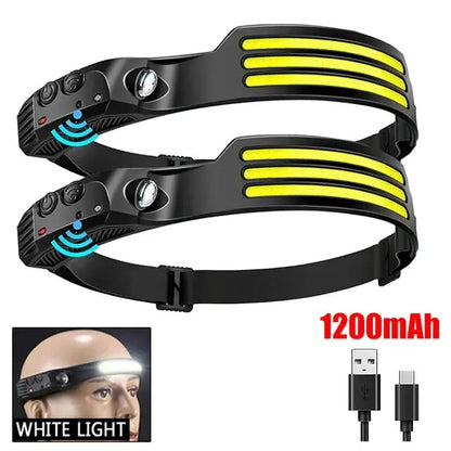 Rynx | COB LED Headlamp with Induction – USB Rechargeable Head Flashlight for Outdoor Camping, Fishing, and Sensor Lighting