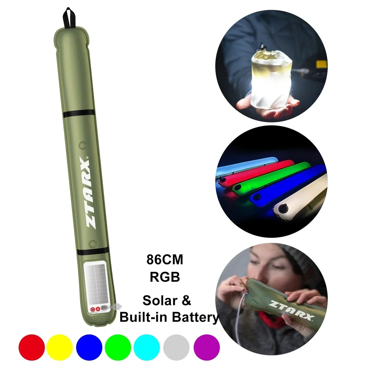 Rynx | Inflatable Solar LED Tube Light - LumiGlow Pro