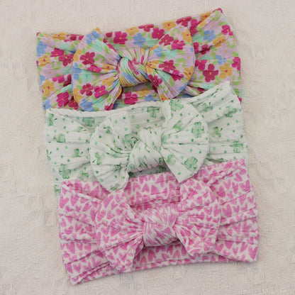 Rynx | 3Pcs Baby Headband Set: Knit Bows, Elastic Nylon Turban
