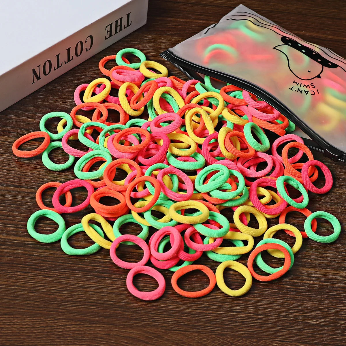 Rynx | 50/100pcs Colored Hair Ties for Kids: Elastic Hair Ties