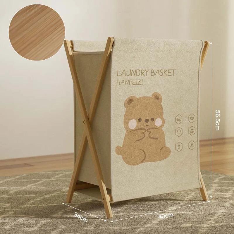 Rynx | Chic foldable laundry basket with lid - Elegant cotton-linen organizer for stylish home storage