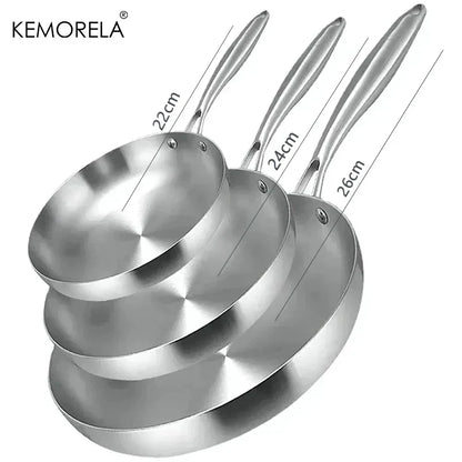 Rynx | 2/3PC Stainless Steel Frying Pan Set - 304 Food Grade Non-Stick Wok Pans, 2MM Thick, 5-Ply, Available in 22cm, 24cm, 26cm, 28cm