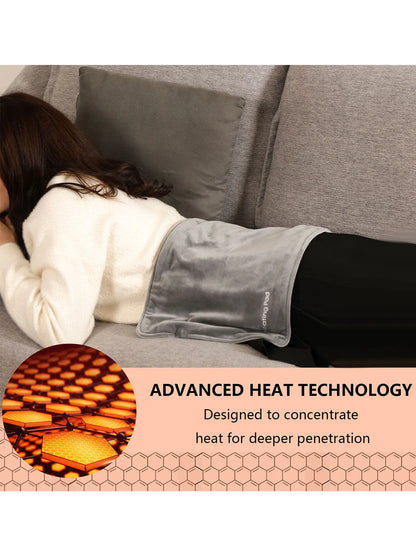 Rynx | Grey Mini Heated Blanket with USB 5V Electric Heating Pad - 19.6x11.8 Inch, Long 59 Inch Cable for Cramps & Back Pain Relief