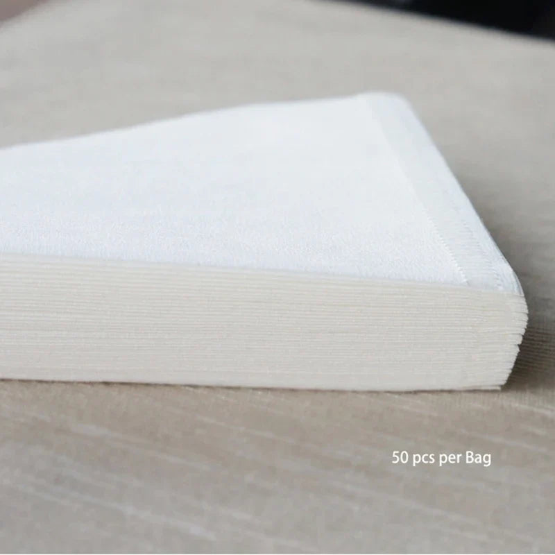 Rynx | TIMEMORE Coffee Pot Filter Paper - 50pcs Hand Drip V-Shaped Filters for American Coffee Machines