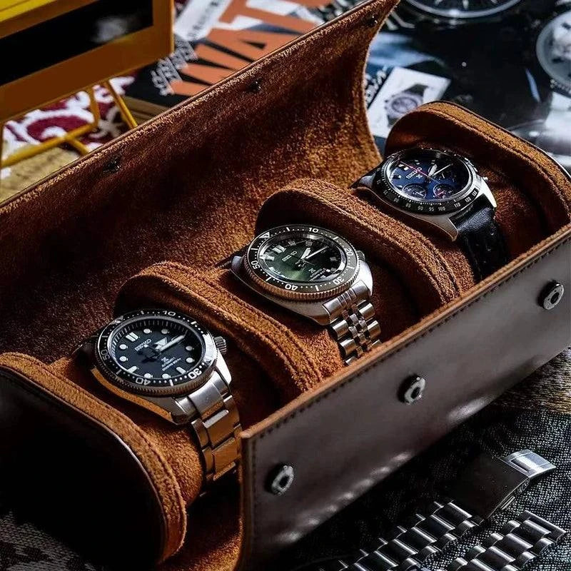 Rynx | Vintage Leather 3-Slot Men's Watch Box for Travel