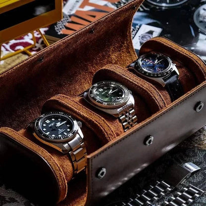 Rynx | Vintage Leather 3-Slot Men's Watch Box for Travel