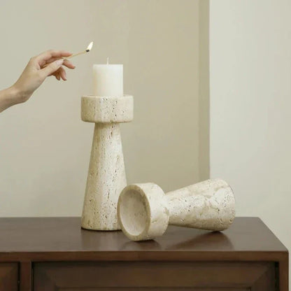 Rynx | Travertine Stone Candle Holder / Decor