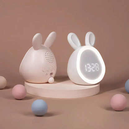 RYNX | Cute children's alarm clock with LED display, night light, and alarm – Bunny shape for boys and girls, ideal for the children's room and gentle waking up