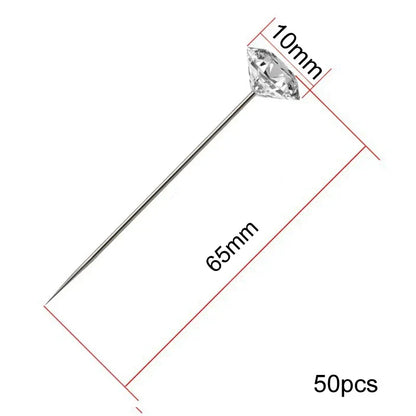Rynx | Diamond Big Head Sewing Pins - Corsages, Wedding Bouquets, Stitching Needles, Straight Pins in 1 Box - Apparel Sewing Accessories