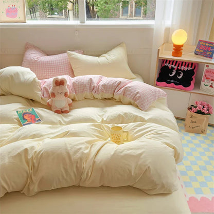 Rynx | INS Stripes Bedding Comforter Set Pillowcase Bed Sheet Twin Full Size Bedding Duvet Set Queen/King Double Twin