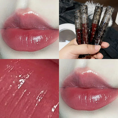Rynx | 8 Colors Moisturizing Mirror Lip Lacquer Long-lasting Lipstick Black Tea Brown Liquid Lipstick Lip Oil Care Make-up Korean Cosmetics
