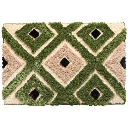 Rynx | Tufting Green Geometric Bathroom Mat Soft Nightstand Rug Floor Pad Bath Mat Bedroom Foot Mat Rug Aesthetic Home Decor 40x60cm