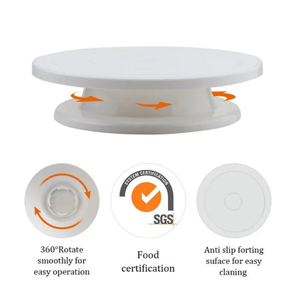 Rynx | Plastic Cake Turntable: Rotating Stable Stand for Baking Decoration - DIY Mold, Anti-Skid Round Cake Table